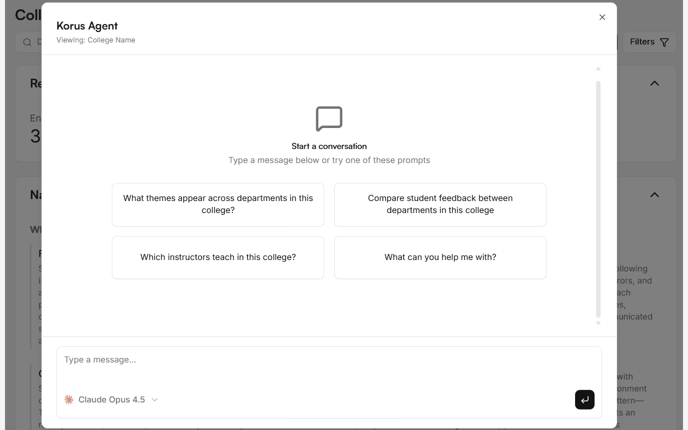 In-context chat agent answering a feedback question